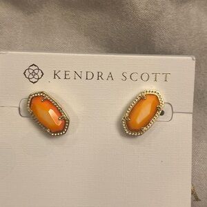 Kendra Scott Vibrant Orange Earrings with Gold Trim